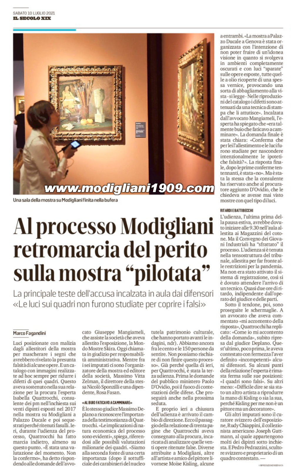 Genova, al processo per i Modigliani contestati retromarcia del perito sulla mostra 'pilotata'