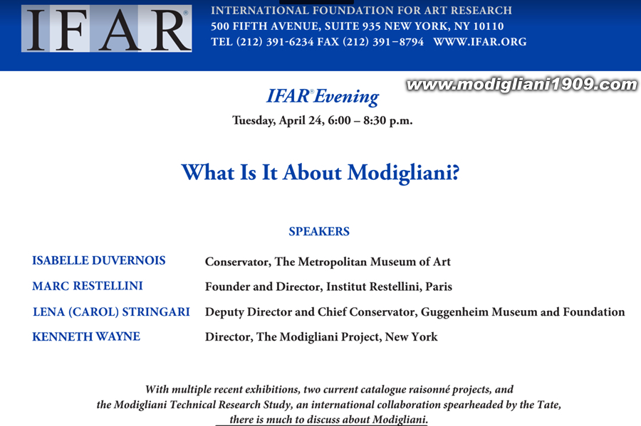 What is it About Modigliani? - IFAR New York - Isabelle Duvernois, Marc Restellini, Lena (Carol) Stringari, Kenneth Wayne