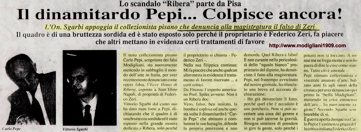 Carlo Pepi colpisce anche Federico Zeri. Vittorio Sgarbi appoggia il critico d'arte toscano