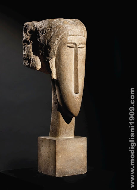 Tête, Amedeo Modigliani, 1911 - 1912, Limestone, private vcollection (de la collection Gaston Lévy, Paris)